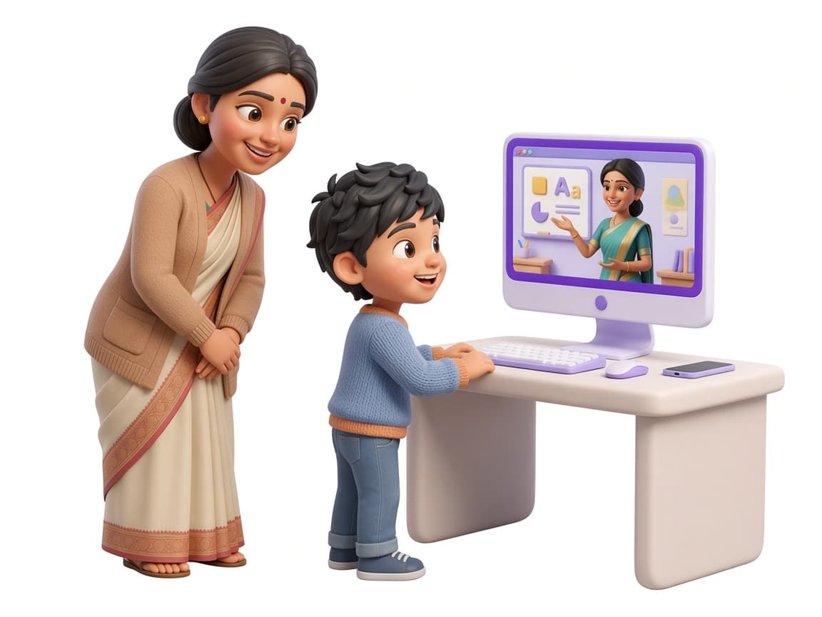 Parent comparing online tuition options