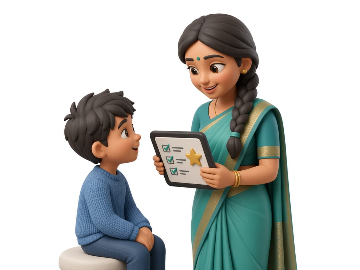 Mentor reviewing class quality with a student